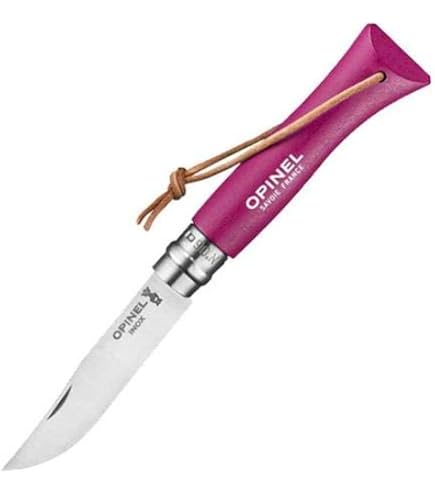 OPINEL Kindermesser OUTDOOR JUNIOR N°7 – Mit Sicherheitsring, Signalpfeife, Orange (Delfinmotiv)