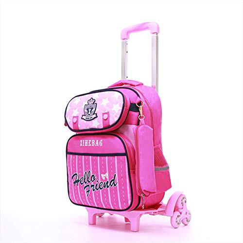 Preisvergleich Produktbild FFSS Kinder-Trolley-Tasche Polyester Schultertasche 6 Runden Belastung Wasserdicht Abnehmbar Trolley-Rucksack Karikatur Verschleißfest Kinder gehen zur Schule Reisen Schultertasche,003