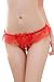 Produktbild Loveours Sexy Mädchen Damen Bloße Spitze Rüschen Faux Perle Perlenstring Geöffnete Gabelung G-String Unterhose Höschen (Rote)
