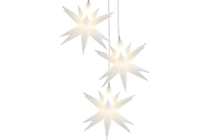 ‎IDEEN MIT HERZ Ideen mit Herz 3-D LED-Sterne-Trio | Je Ø 10 cm | 3 LED-Lämpchen in Warmweiß | Mit Timer-Funktion (6 Stunden AN | 18 Stunden AUS)