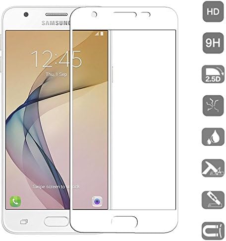 Anzhao Premium Tempered Glass [Full Coverage] Screen Protector [0.26mm 9H] for Samsung Galaxy J7 Prime (White)