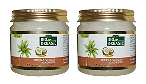 INDUS VALLEY Bio Organic Extra Virgin Organic Coconut Oil Set Of 2 With Natural Aroma Of Coconut Oil For Hair & Skin Care (175x2 = 350ml) (Set of 2)