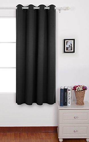 Deconovo Solid Curtain Ring Top Curtain Thermal Insulated Blackout Curtain for Bedroom 140x180 cm Black 1 Panel