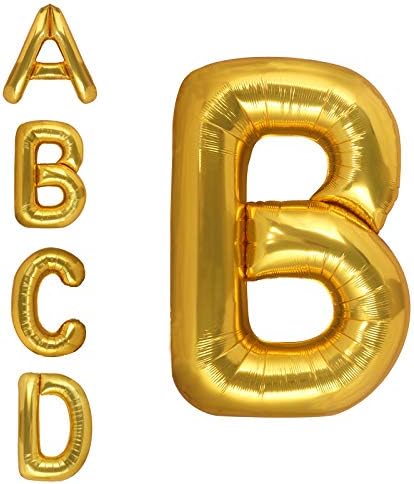 Amooy DiZi 40 Inch Gold Alphabet Ballon Giant Jumbo Balloons Helium Foil Mylar Letter Ballons A-Z For Birthday Party Decorations (B, 40 Inch)