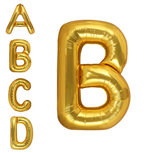 Amooy DiZi 40 Inch Gold Alphabet Ballon Giant Jumbo Balloons Helium Foil Mylar Letter Ballons A-Z For Birthday Party Decorations (B, 40 Inch)