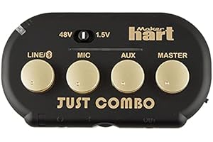 Maker hart Just Combo Mini mixeur audio 3 canaux avec stéréo/Bluetooth/microphone avec entrée microphone, 2 sorties et sortie audio USB, facile pour la vidéoconférence