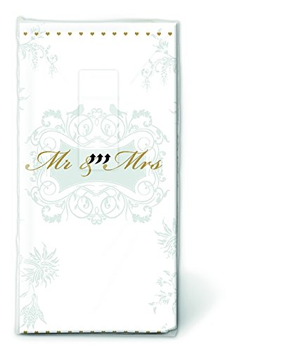 10 Stück Taschentücher 21,5x22 cm TT Mann & Frau gold Hochzeit Wedding