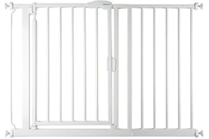 Safetots Barrière de Sécurité à Pression à Fermeture Automatique, 111cm - 118cm, Blanc, Barrière d'Escalier à Fermeture Automatique pour Bébé, Barrière de Sécurité
