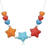 Epinki Mode Baby Kette Lebensmittelechtes Silikon Zahnen Anhänger Halskette Stern Design Bunte Chewelry Mama Kette 74cm
