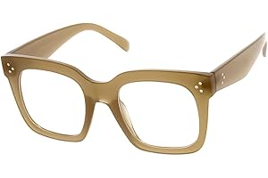 KISS HORNI Occhiali da Vista Donna – Design Oversize & Borchiette Decorative – Montatura Squadrata in Policarbonato – Lenti Trasparenti con Protezione UV & Filtro Anti Luce Blu per PC, Smartphone TV