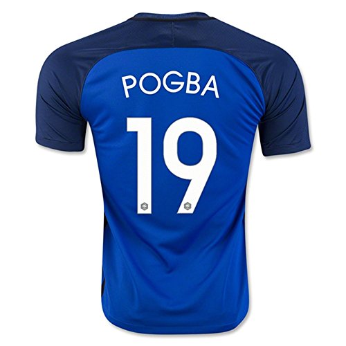 Preisvergleich Produktbild 2016 UEFA-Euromeisterschaft Frankreich Nationalteam, 19 Paul Pogba, Heimtrikot, Fußballtrikot in Blau Größe L Blau - blau