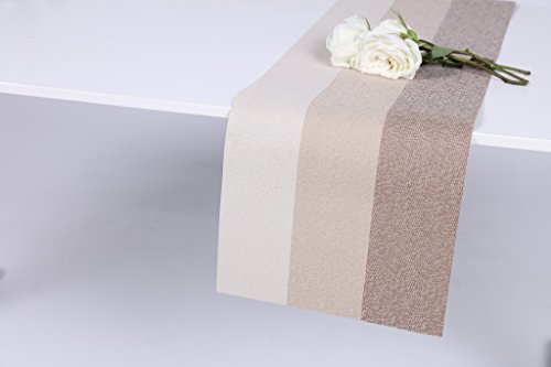 HYSENM Tischläufer Table Runner Tischdecken PVC abwaschbar 30*190cm verschiedene Farben , Beige 3