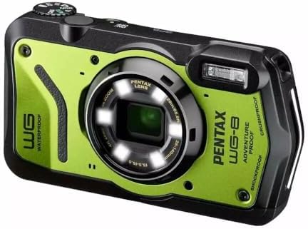 PENTAX WG-8 Green fotocamera avventura per tutte le stagioni, con eccezionale impermeabile, antipolvere, resistente agli urti, luce ad anello multi-applicazione per fotografia macro e funzione webcam