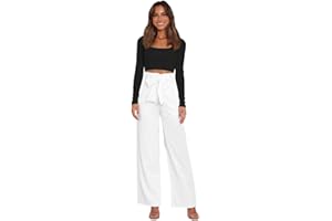 Odizli Damen Elegant High Waist Lang Weite Hose Sommer Business Festlich Anzughose mit Gürtel