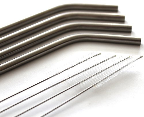 Pack de 4 titanio Super fuerte ligero pajitas + 4 cepillo de limpieza por TitanOwl