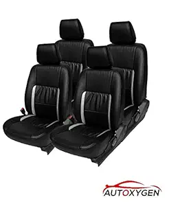 AUTOXYGEN Car leatherite seat cover (1007) Black And Silver For Maruti Suzuk Astar
