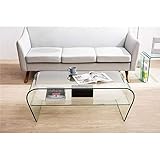 Peso (kg): 49,5 Mesa de Centro de Cristal Curvado con Estante Arika 110 cm