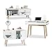 Produktbild 3 tlg. Möbel Set Materialmix, Sideboard 2 Schubladen, Schreibtisch weiß, Kommode skandinavisches Design, langes Lowboard