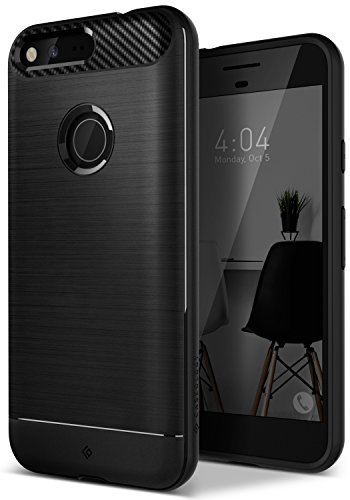 Google Pixel XL Hülle, Caseology [Vault Serie] Schlanke, Gelaserte, Robuste, Moderner Ästhetik / Haltbares TPU Aufprallschutz und spürbare Textur für [Google Pixel XL] - [Schwarz]