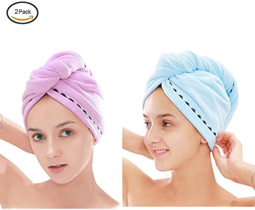 Fast Drying Hair Towel IMABAO Microfiber Soft Twist Hair Turban Wrap Super Absorbent Hair Drying Wrap/Cap Shower Hat For Bath Spa (2 Pcs)