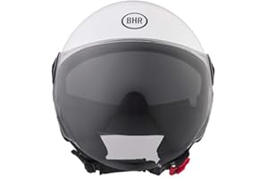 BHR Casco Demi-Jet 840 DUAL SHIELD - Casco Scooter Doppia Visiera Omologato ECE 22.06 con Visierino Interno Parasole e Sgancio Micrometrico - Bianco M