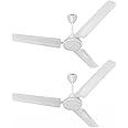 Havells 1200mm Mozel ES Ceiling Fan | Best in class base fan, High Air Delivery, Energy Saving, 100% Pure Copper Motor | 2 Year Warranty | (Pack of 2, Elegant White)