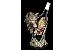 ‎FIGUREN SHOP GMBH Ausgefallener Flaschenhalter mit Wolfskopf - Call of the Wine | Flaschenkorb, Dekoartikel, handbemalt