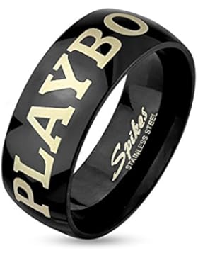 Paula & Fritz® Ring aus Edelstahl Chirurgenstahl 316L schwarz mit Lasergarvur