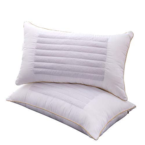 GX&XD Bed pillows With medium softness,2 PREMIUM QUALITY Adjustable loft Pillow Hypoallergenic Orthopedic Sleeping Cervical pillow Relief for neck pain-White 45x75cm(18x30inch)