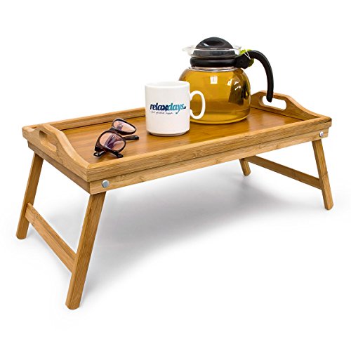 Edles BAMBUS Tablett - 50 x 30 cm - Betttablett - Holz Tablett - Frühstückstablett - Tisch für Bett