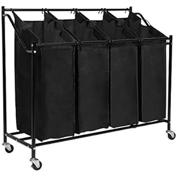 Meerveil Wäschesortierer 4 Fächer, Wäschekorb, Wäschesammler mit 4
