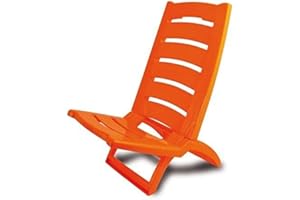 ADRIATIC Beach Chair Coloured Folding Plastic Low Deck Chair Sun Garden Sea Side (Orange - Set of 1)