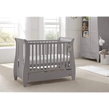 grey wooden cot