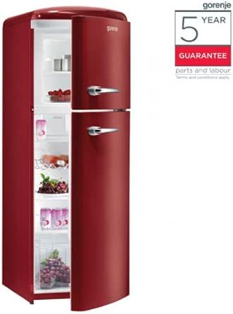 Gorenje Rf60309or Uk Burgundy Retro Fridge Freezer 5 Year Parts And Labour Manufacturer Guarantee Amazon Co Uk Large Appliances