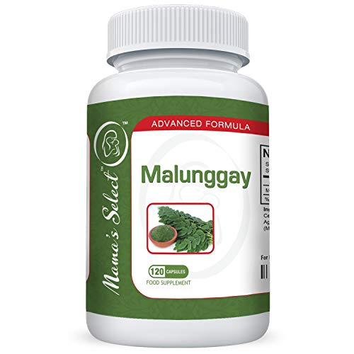 Malunggay de Mama's Select, 120 cápsulas vegetarianas, polvo de moringa, formulado para las madres lactantes, suplemento para la crianza que ayuda a la lactancia, 350 mg por cápsula