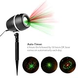 Galaxy LED Lichteffekt, innen/außen IP65, 3 Farben/Modi, 24 dynamische und statische Motive, 6 Stunden Timer, Gartenleuchte Projektor, Mauer Dekoration, Party Licht, Gartenlicht für Festen, Weihnachten, Karneval (Rot + Grün) - 3