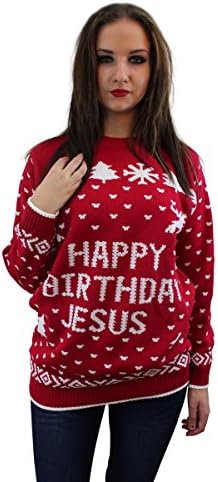 GirlTalkFashions Unisex Novelty Fair Isle Happy Birthday Jesus Christmas Jumper