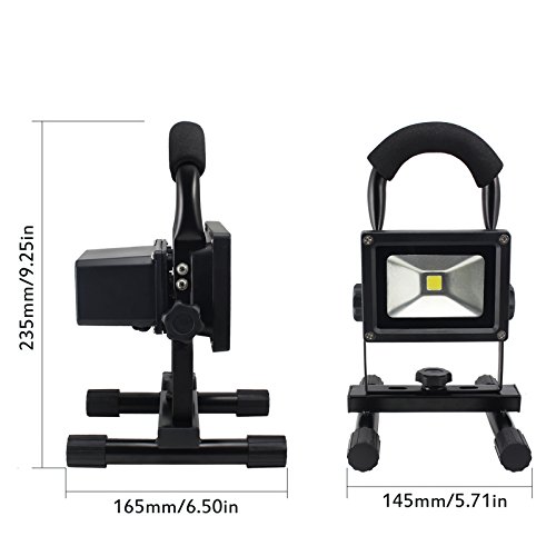 LIVHÒ | 10W Scheinwerfer, tragbare LED Flutlicht (schwarz) / Aufladbare und Wasserdicht IP65. Licht für Baustelle, Hausbau, Campingplatze, Fischerei, Sicherheitlicht usw. - 4