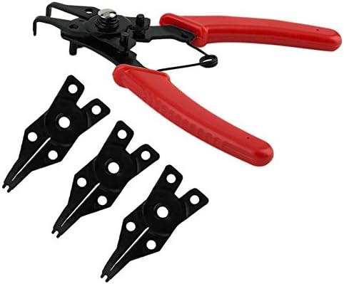 Red : 4 In 1 Multifunctional Snap Ring Pliers Circlip Pliers Multi Crimp Tool Internal External Ring Combination Retaining