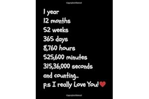1 Year: 1st Year Anniversary Gift Journal/Notebook Counting the Time, Days, Minutes, Seconds, Unique Ways to Say I Love You. A4 (approximate)/8.5x11 (Boyfriend, Girlfriend, Husband, Wife)