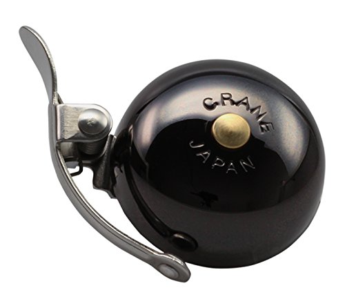 Crane Bell Co. Mini Suzu with Steel Band Mount latón - Timbre para Bicicleta, Unisex, Mini Suzu with Steel Band Mount Messing, Neo Black, 45 mm