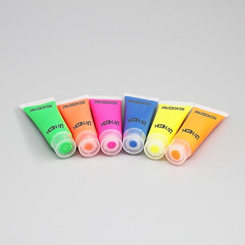 Fluoreszierende UV Neon Farbe für Gesicht und Körper 6 x 10 ml Röhren - leuchten Party Clubbing Festivals begeisterte