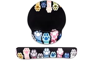 KissDate Cat Paw Mouse Mat Wrist Support, Memory Foam Mouse Pad Ergonomic Pain Relief Keyboard Wrist Rest Set for PC Laptop Home Gaming Office