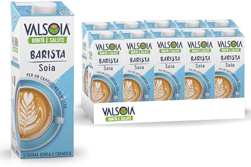 Valsoia - Bevanda Soia Barista, Box da 10 Tetra Brik da 1000 ml, 100% Vegetale, Senza Lattosio, Ideale per Vegani, Vegetariani e Celiaci, Perfetto per Cappuccino, Schiuma Densa e Cremosa
