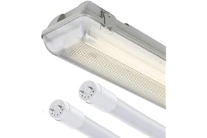 BRITE SOURCE 5Ft LED Twin Non Corrosive T8 Batten Fitting Indoor or Outdoor IP65 Weatherproof Fixture – Ideal For Garage Warehouse Car Park Industrial Lighting - Comes with 2x 6000k Daylight 58w T8 LED Tubes