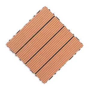 Rosetta Red Cedar WPC Interlocking Deck Tiles Waterproof Outdoor Flooring for Garden, Poolside Indoor/Outdoor, Backyards, Terrace etc. (6)