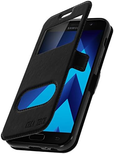 CEKA TECH® Samsung Galaxy Note 8 Case Cover Magnetic View with Leather Case Shell Cover and Stand for Samsung Galaxy Note 8 - Black