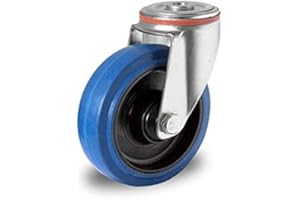 DER ROLLENDE SHOP Lenkrolle mit Rückenloch 125 mm Elastik "Blue Wheels"