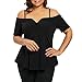 Produktbild JUSTSELL Große Größe Damen Oberteile Sexy Top Mit V-Ausschnitt Einfarbig Schulterfrei Kurze Ärmel Plissiert Oberteil Grosse GrössenXL-5XL
