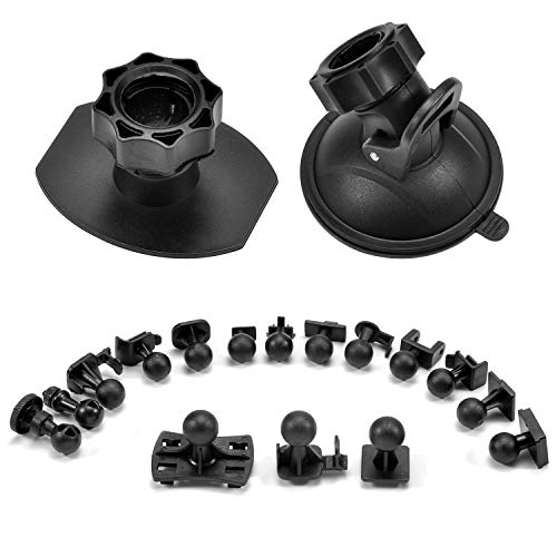 Suction Cup Mount Holder Dash Cam Mount Glue Double-Sided Adhesive Mount, Come with 16 Swivel Ball Adapters for SHISHUO, ORSKEY, TOGUARD, apeman, Crosstour, PEBA, OldShark and Most Dash Cameras